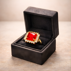 Fancy Design Gold Plated Crystal Stones Ring For Girls