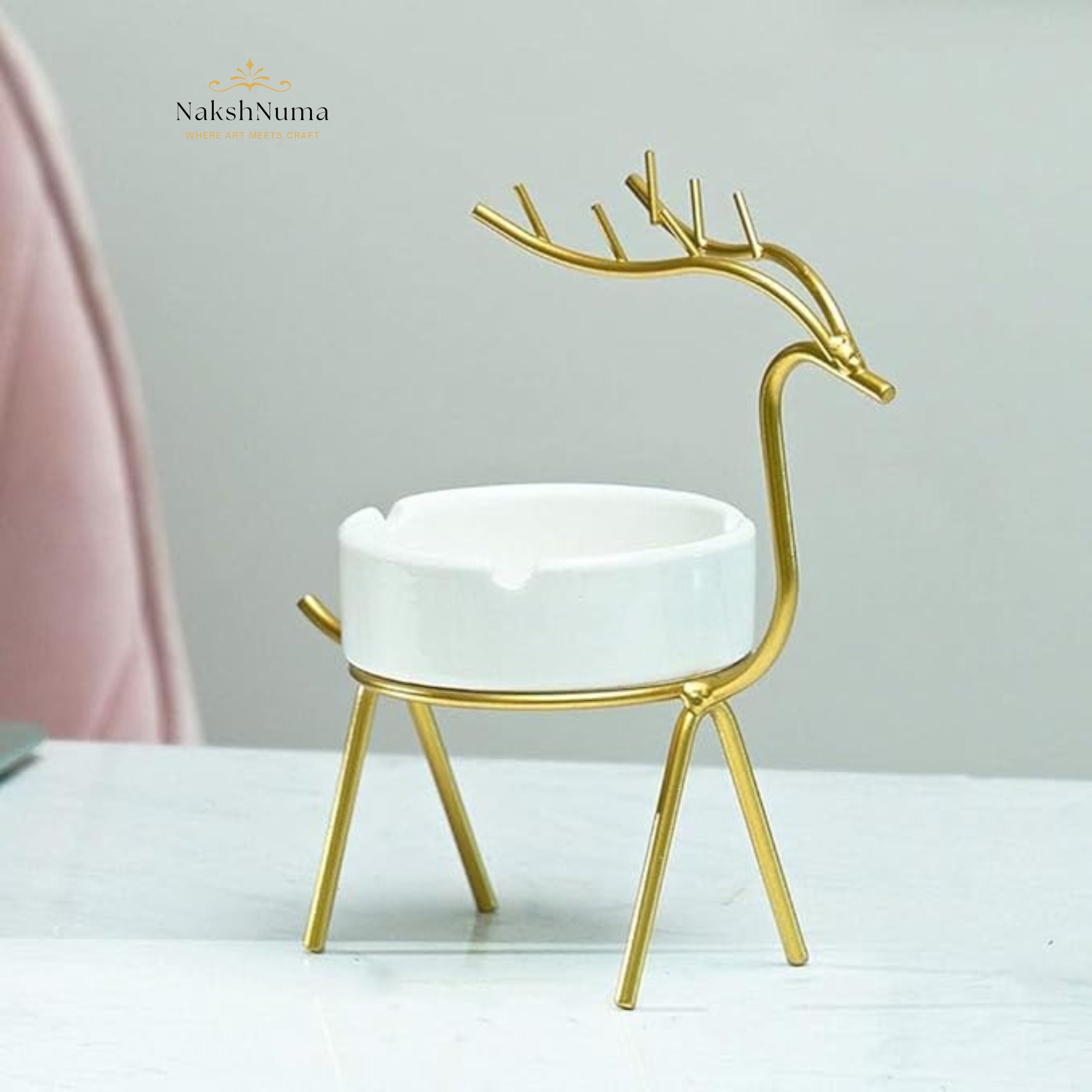 DEER CERAMIC ASHTRAY| DEER TRINKET KEEPER - Naksh Numa