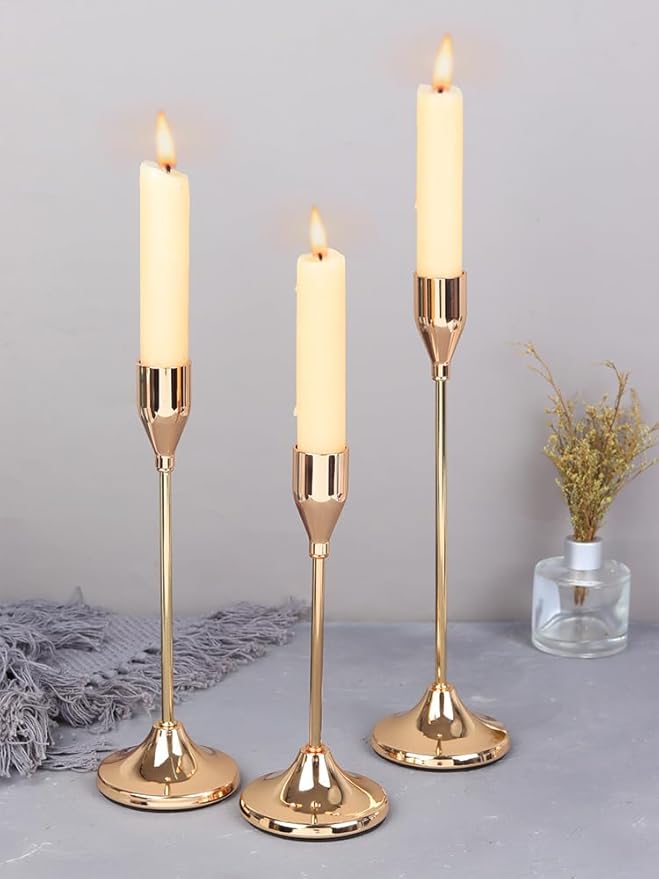 GOLD CANDLE HOLDER Set of 3 - Naksh Numa