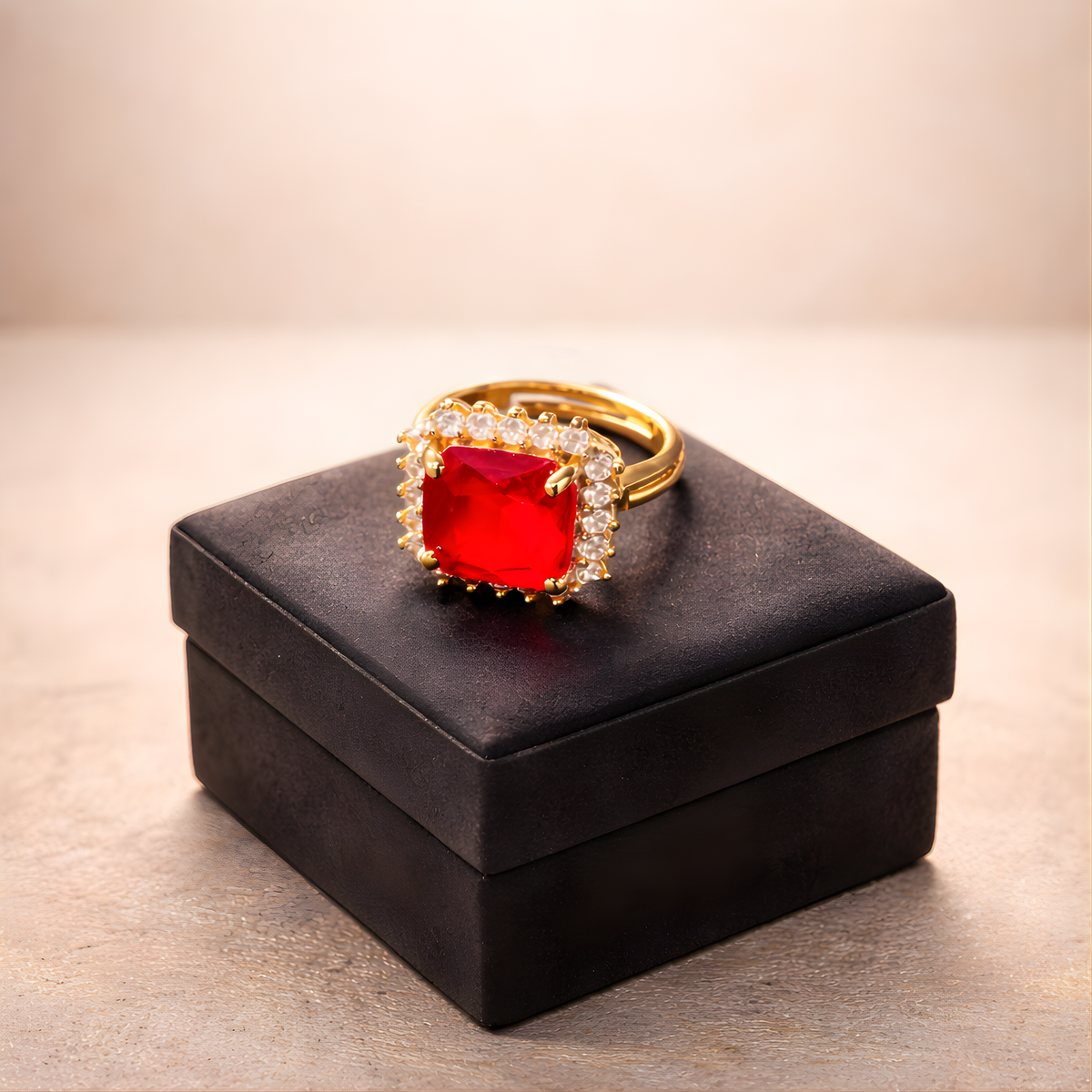 Fancy Design Gold Plated Crystal Stones Ring For Girls